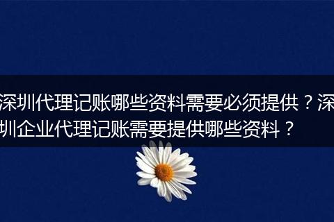 深圳代理記賬哪些資料需要必須提供？深圳企業(yè)代理記賬需要提供哪些資料？