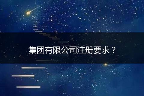 集團有限公司注冊要求？