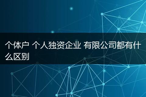 個體戶 個人獨資企業(yè) 有限公司都有什么區(qū)別