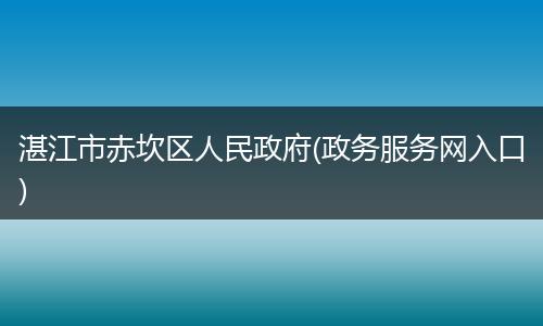 湛江市赤坎區(qū)人民政府(政務(wù)服務(wù)網(wǎng)入口)