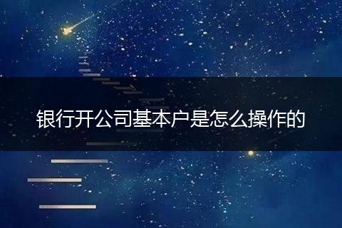 銀行開公司基本戶是怎么操作的