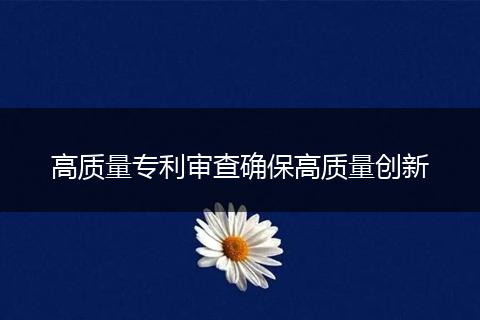 高質(zhì)量專利審查確保高質(zhì)量創(chuàng)新