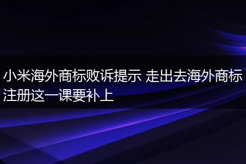 小米海外商標(biāo)敗訴提示 走出去海外商標(biāo)注冊這一課要補(bǔ)上