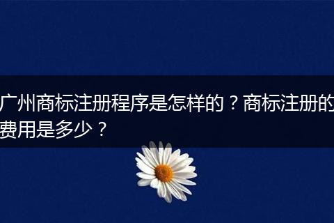 廣州商標(biāo)注冊(cè)程序是怎樣的？商標(biāo)注冊(cè)的費(fèi)用是多少？