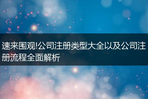 速來圍觀!公司注冊類型大全以及公司注冊流程全面解析