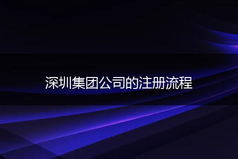 深圳集團公司的注冊流程