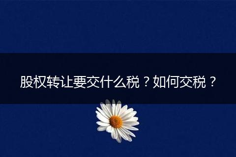 股權(quán)轉(zhuǎn)讓要交什么稅？如何交稅？