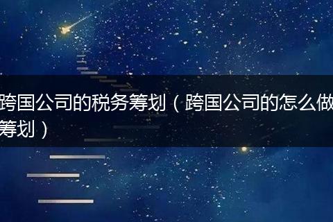 跨國(guó)公司的稅務(wù)籌劃(跨國(guó)公司的怎么做籌劃)