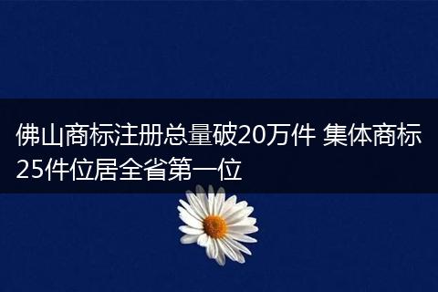 佛山商標(biāo)注冊總量破20萬件 集體商標(biāo)25件位居全省第一位