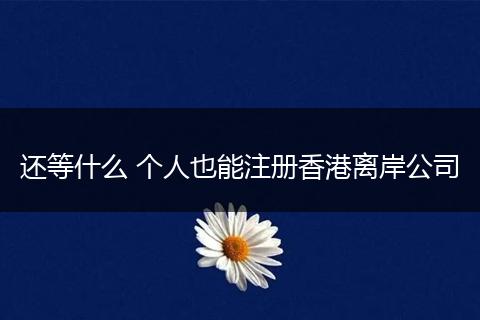 還等什么 個(gè)人也能注冊(cè)香港離岸公司