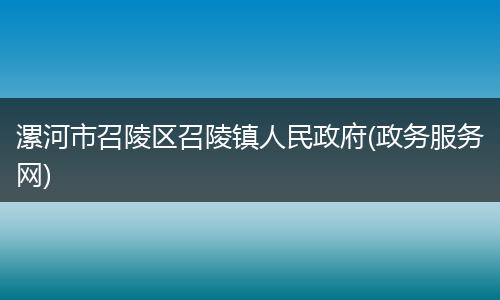 漯河市召陵區(qū)召陵鎮(zhèn)人民政府(政務(wù)服務(wù)網(wǎng))