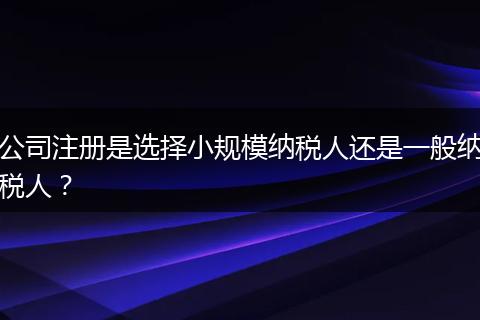 公司注冊(cè)是選擇小規(guī)模納稅人還是一般納稅人？