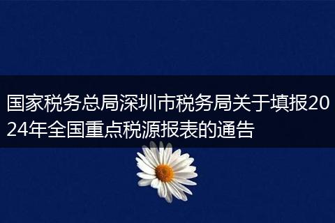 國家稅務總局深圳市稅務局關(guān)于填報2024年全國重點稅源報表的通告