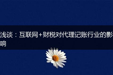 淺談：互聯(lián)網(wǎng)+財稅對代理記賬行業(yè)的影響