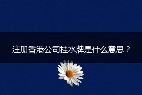 注冊香港公司掛水牌是什么意思？