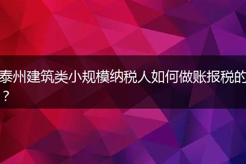 泰州建筑類小規(guī)模納稅人如何做賬報(bào)稅的？