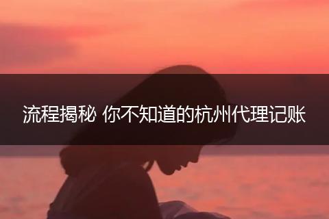 流程揭秘 你不知道的杭州代理記賬
