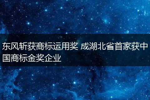 東風(fēng)斬獲商標(biāo)運(yùn)用獎(jiǎng) 成湖北省首家獲中國(guó)商標(biāo)金獎(jiǎng)企業(yè)