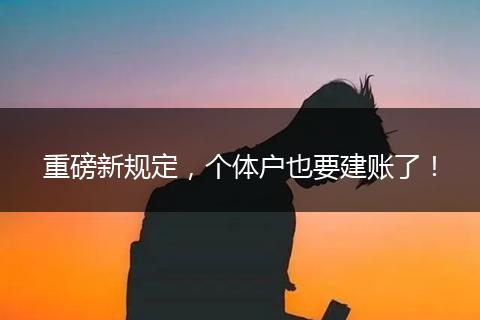 重磅新規(guī)定，個(gè)體戶也要建賬了！