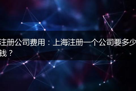 注冊公司費用：上海注冊一個公司要多少錢？