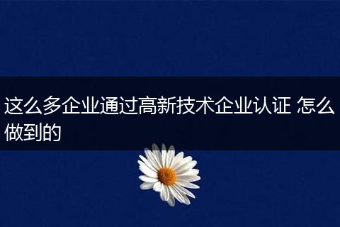 這么多企業(yè)通過高新技術(shù)企業(yè)認(rèn)證 怎么做到的