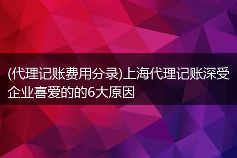 (代理記賬費(fèi)用分錄)上海代理記賬深受企業(yè)喜愛的的6大原因